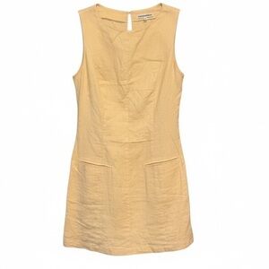 Reformation Citron Linen Mini Dress Butter Yellow Sleeveless Pockets Size 2